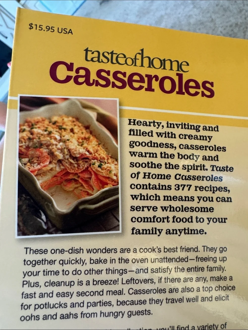 Taste of Home Casseroles 377 Recipe Dishes GUC Cookbook